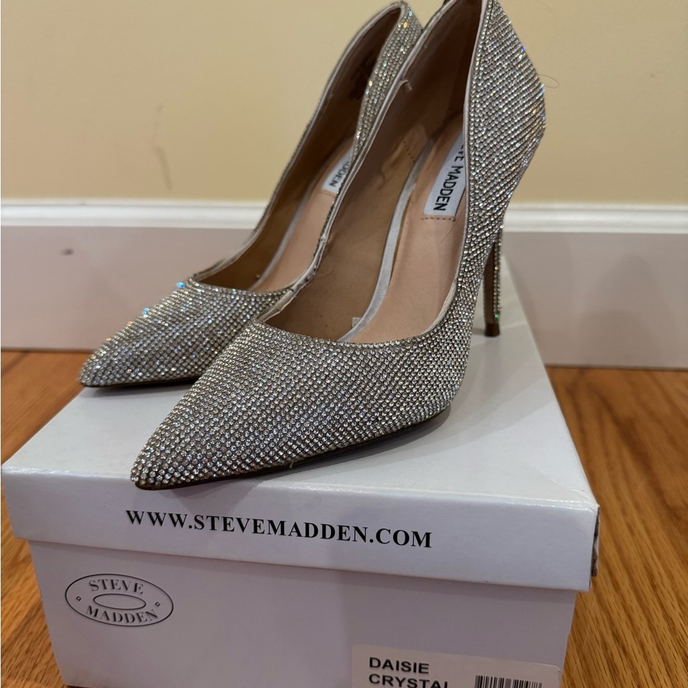 Steve Madden Daisie Silver Crystal Heels